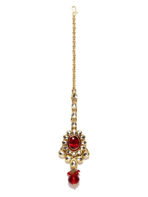 

Fida Gold-Toned & Red Maang Tikka