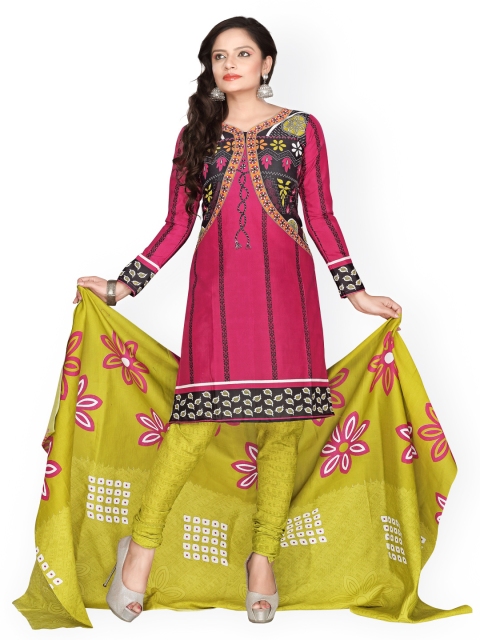 

Florence Pink & Green Polycotton Unstitched Dress Material