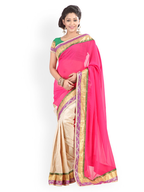 

Florence Pink & Beige Art Silk Fashion Saree