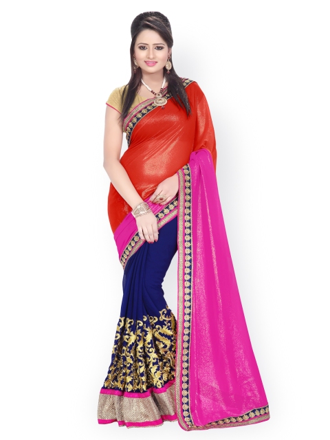 

Florence Red & Navy Embroidered Chiffon Partywear Saree
