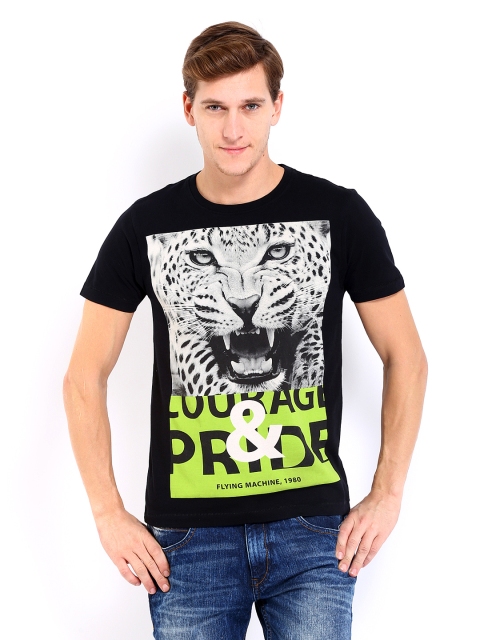 

Flying Machine Men Black Printed T-shirt