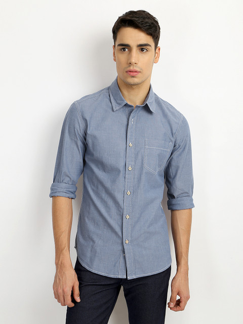 

Flying Machine Men Blue Casual Shirt
