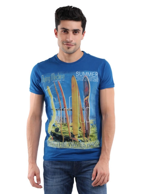 

Flying Machine Men Blue Printed Sky Diver T-Shirt