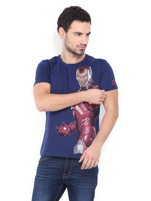 

Flying Machine Men Blue Printed T-shirt