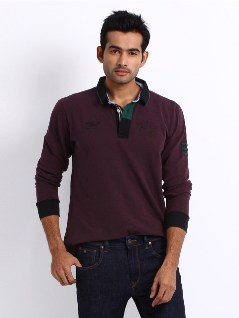 

Flying Machine Men Burgundy Pique Polo T-shirt