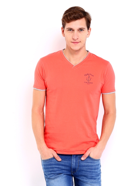 

Flying Machine Men Coral Pink T-shirt