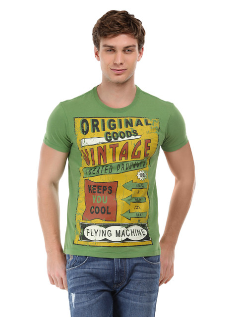 

Flying Machine Men Green Printed T-Shirt