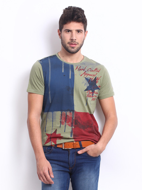 

Flying Machine Men Green Printed T-shirt