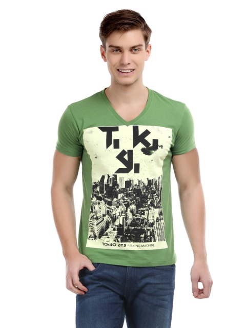 

Flying Machine Men Green Printed T-shirt