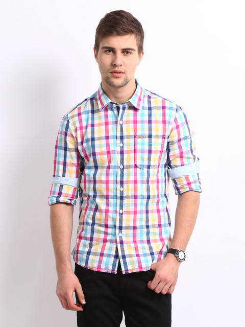 

Flying Machine Men Multi-Coloured Checked Casual Shirt