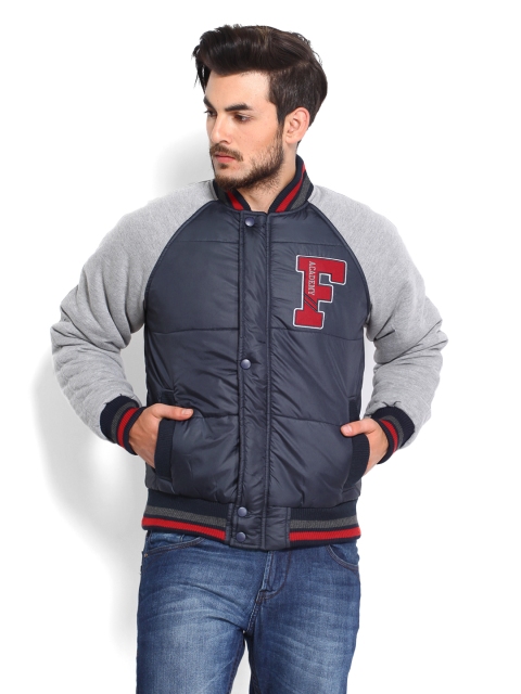 

Flying Machine Men Navy & Grey Padded Jacket, Navy blue