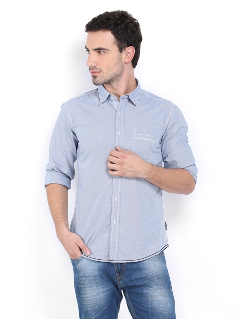 

Flying Machine Men Navy & White Checked Casual Shirt, Navy blue