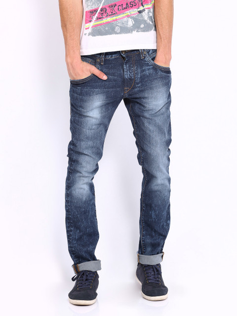 

Flying Machine Men Navy Michael Slim Tapered Fit Stretchable Jeans, Navy blue