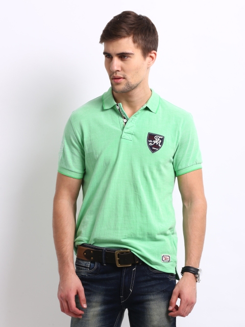 

Flying Machine Men Green Polo T-shirt