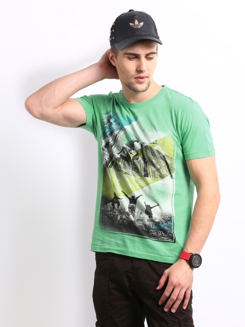 

Flying Machine Men Green Printed T-shirt