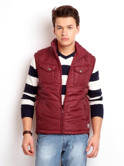 

Flying Machine Men Red Padded Sleeveless Jacket