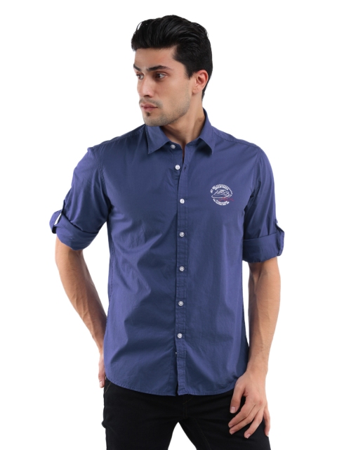 

Flying Machine Men Royal Blue Slim Fit Shirt