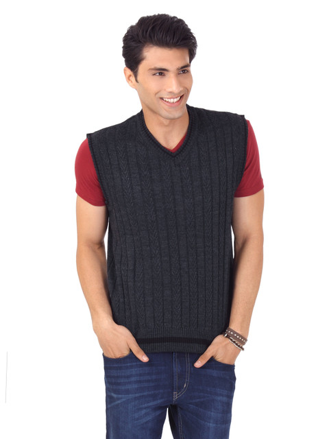 

Flying Machine Men Textured Charcoal Sweater