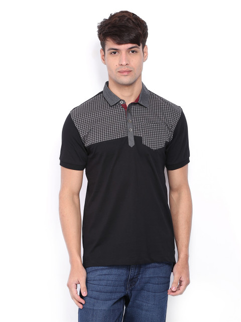 

Flying Machine Men Black Printed Polo T-shirt