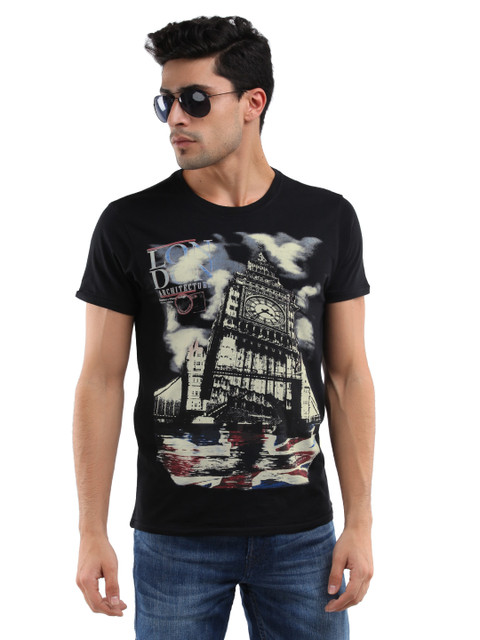 

Flying Machine Men Black Printed T-Shirt