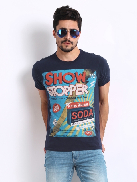 

Flying Machine Men Navy Printed T-shirt, Navy blue