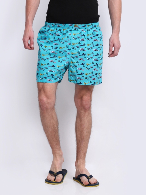 

Flying Machine Turquoise Blue Printed Boxers FMST0082