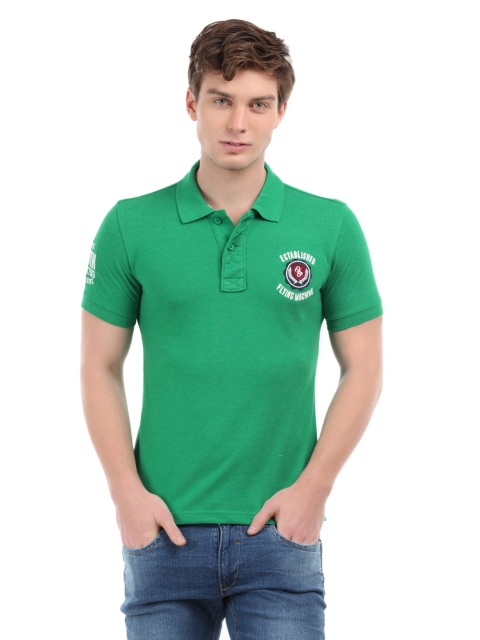 

Flying Machine Men Vibrant Green Polo T-shirt