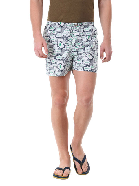

Flying Machine Men White & Green Boxers FMST0060