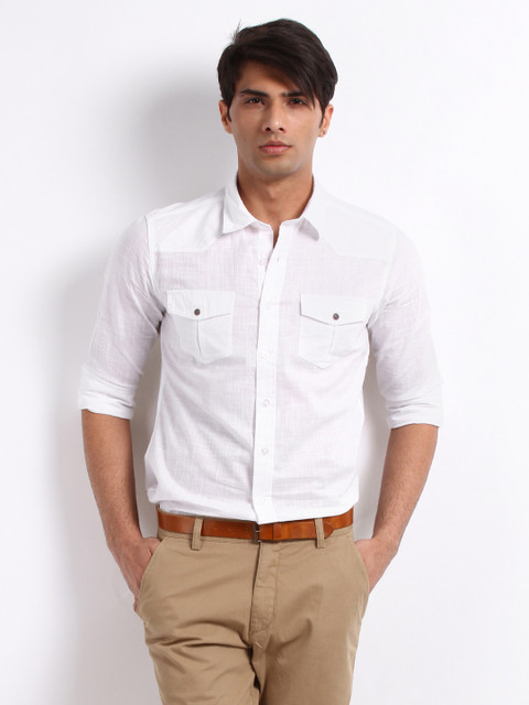 

Flying Machine Men White Premium Fit Casual Shirt
