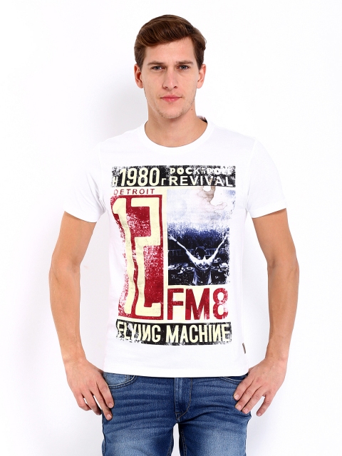 

Flying Machine Men White Printed T-shirt