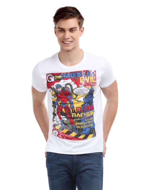 

Flying Machine Men White Printed T-shirt
