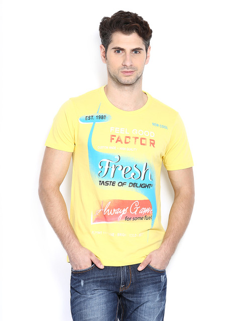 

Flying Machine Men Yellow Printed T-shirt