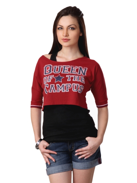 

Flying Machine Women Red Printed T-shirt