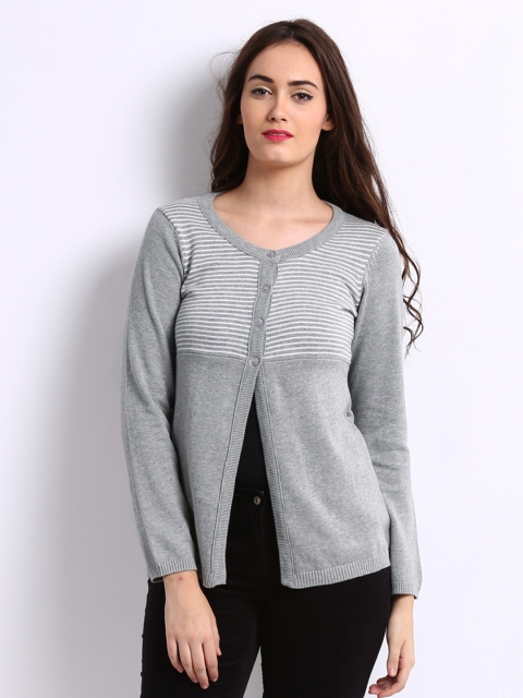 

Flying Machine Women Grey Melange Cardigan