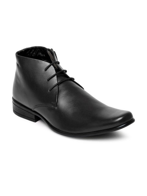 

Franco Leone Men Black Leather Semi-Formal Shoes