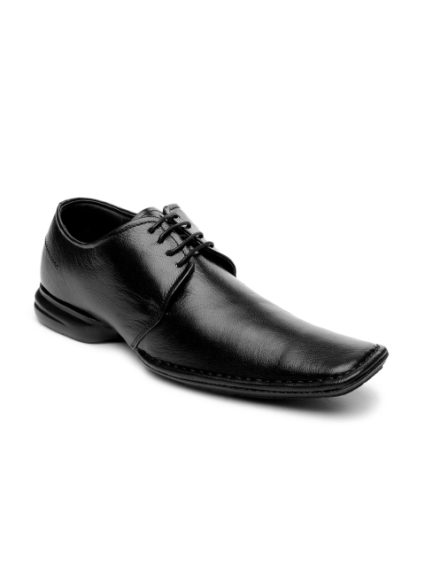 

Franco Leone Men Black Leather Semiformal Shoes