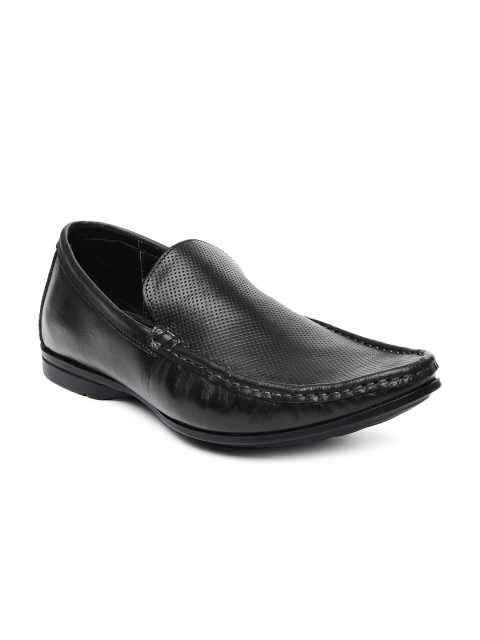 

Franco Leone Men Black Leather Semi-Formal Shoes