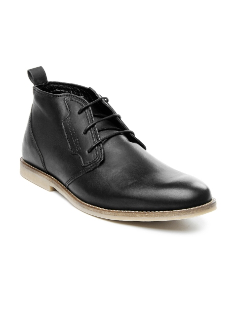 

Franco Leone Men Black Leather Semi-Formal Shoes