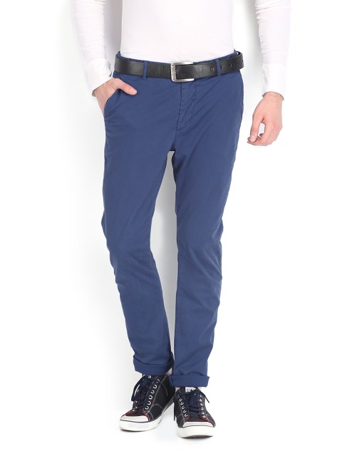 

French Connection Men Blue Tapered Skinny Fit Trousers