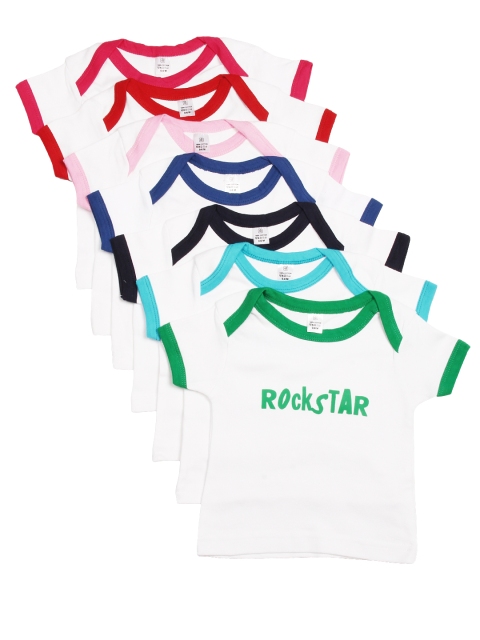 

GKIDZ Unisex Pack of 7 Printed T-shirts, White