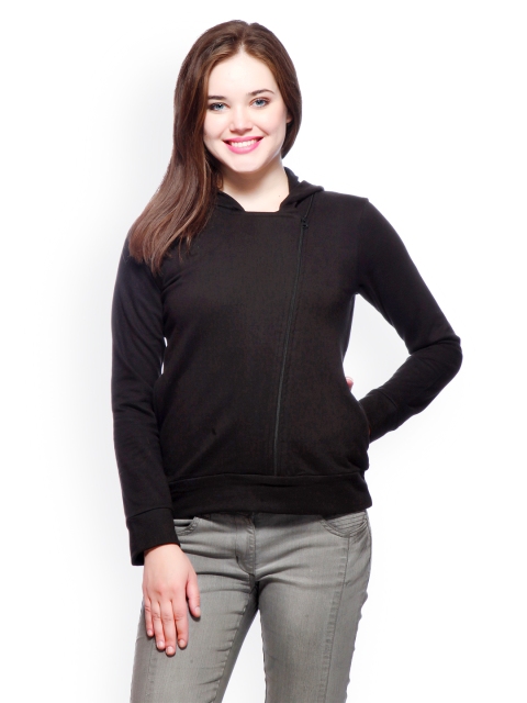 

GRITSTONES Women Black Hooded Jacket