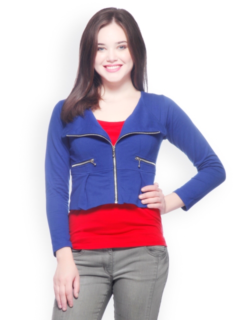 

GRITSTONES Women Blue Cropped Jacket