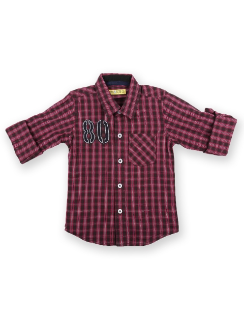 

Gini and Jony Boys Maroon & Black Checked Casual Shirt