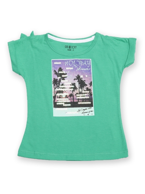 

Gini and Jony Girls Green Printed Top