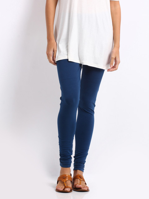 

Go Colours Women Navy Blue Solid Churidar-Length Leggings