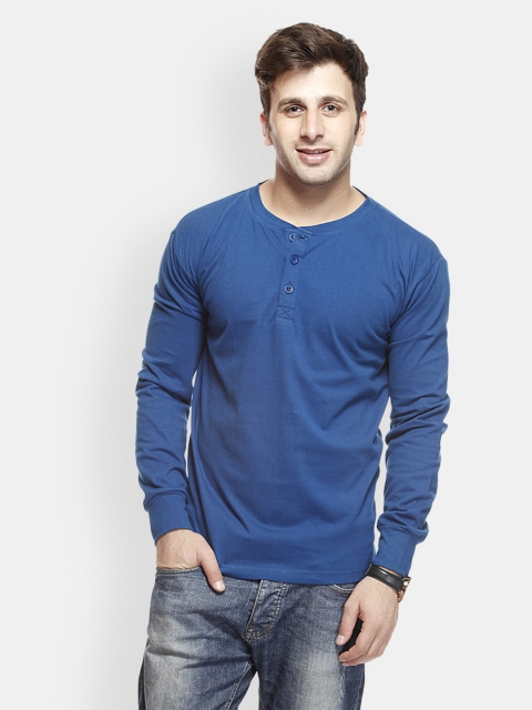 

Gritstones Men Blue Henley T-shirt