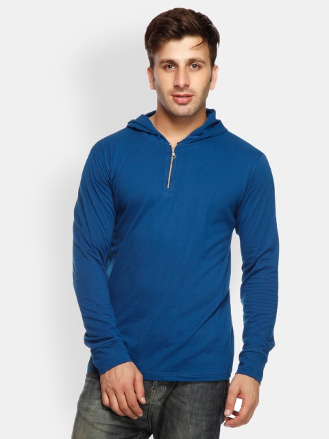 

Gritstones Men Blue Hooded T-shirt