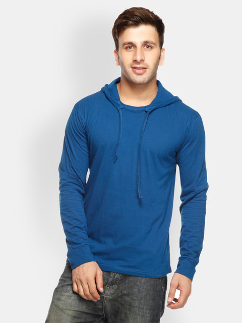 

Gritstones Men Blue Hooded T-shirt