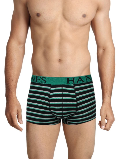 

Hanes Men Black & Green Striped Athletic Trunks F609