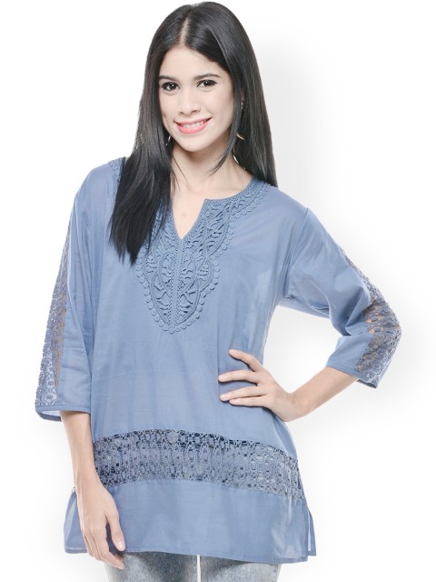 

Hapuka Women Blue Embroidered Top